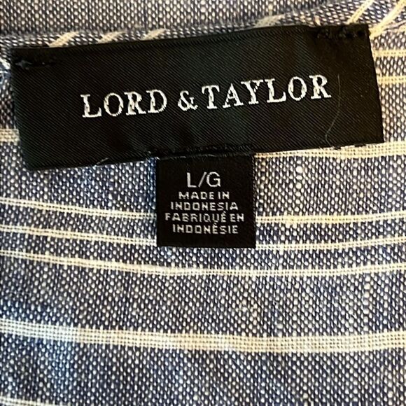Lord&Taylor‎ Blue/White Striped Sleeveless Linen Top Size L - Picture 10 of 10